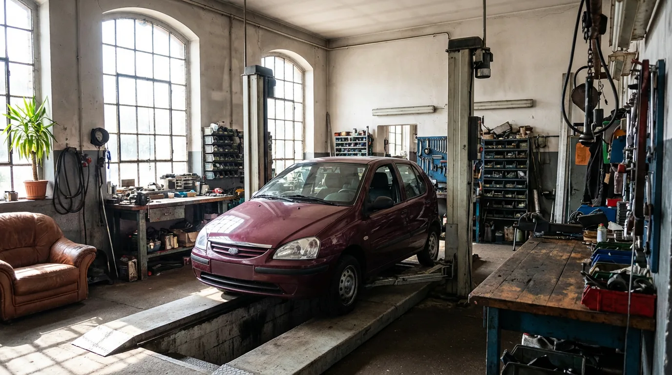 Dagelijkse gezinswagen op brug