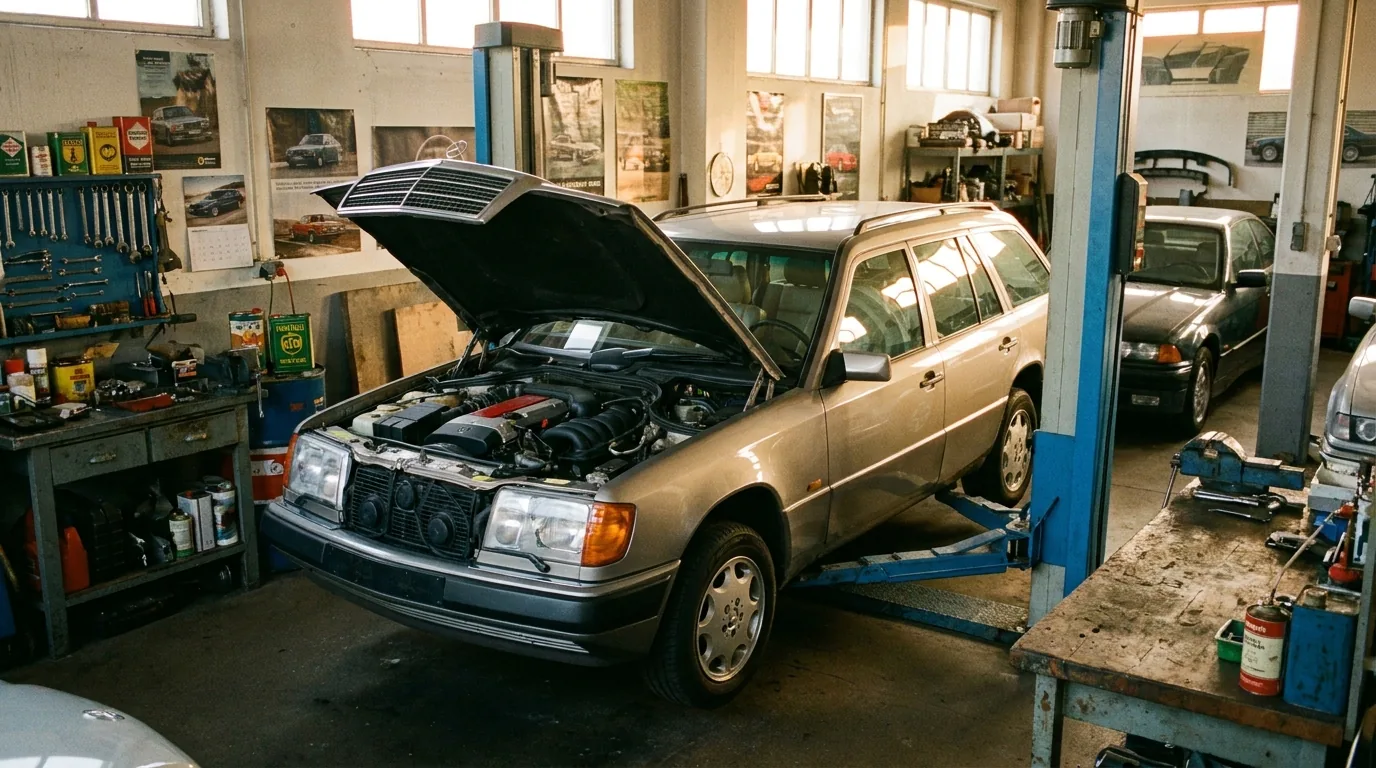 Youngtimer BMW E36 of Mercedes W124