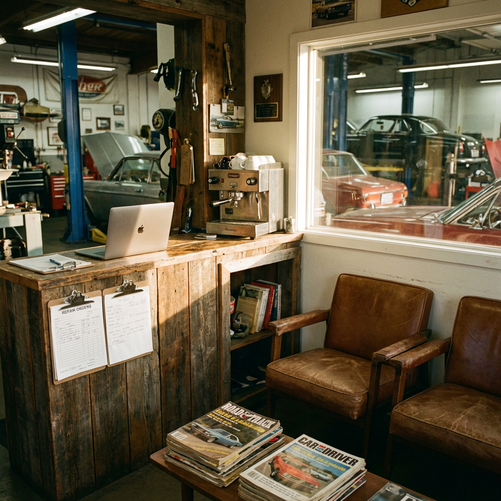 Ontvangsthoek met toog en koffiezet